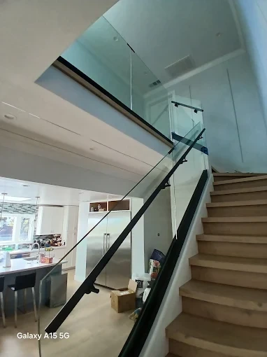 Fremont stair railing glass detail